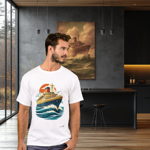 T-shirt Paquebot Vintage Voyage Rétro Milieu de Siècle