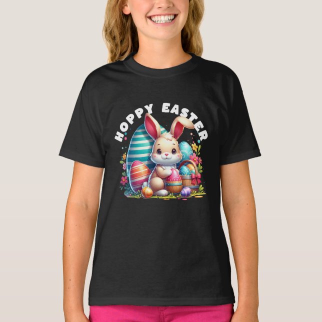 T-shirt Pâques chanceux Kawaii Bunny Joyeux Pâques (Devant)