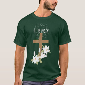 T-shirt Pâques chrétien Il est ressuscité Jésus Joyeux cro