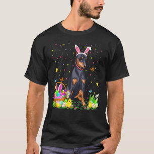 T-shirt Pâques Doberman Chien Lapin Oeuf Chasse Doberman F