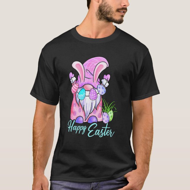 T-shirt Pâques Gnome Chasse aux oeufs Panier mignon Rabbit (Devant)