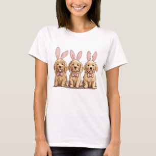T-shirt Pâques Golden Retriever Chiens Chiens Chiens Lapin