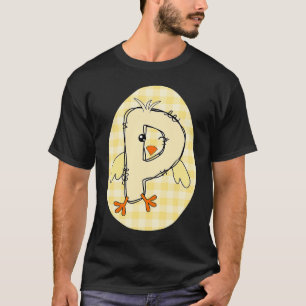 T-shirt Pâques Jaune En vichy Chick Initial P Lettre Nom