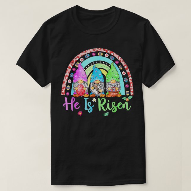 T-shirt Pâques Jour Pour Chrétien Il Est Ressuscité Gnomes (Design devant)