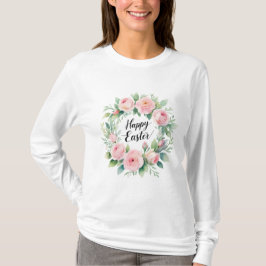 T-shirt Pâques joyeuses - Aquarelle Floral Wreath Salutati