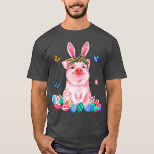 T-shirt Pâques Lapin Printemps Cochon Bow Oeufs Chasse Pan