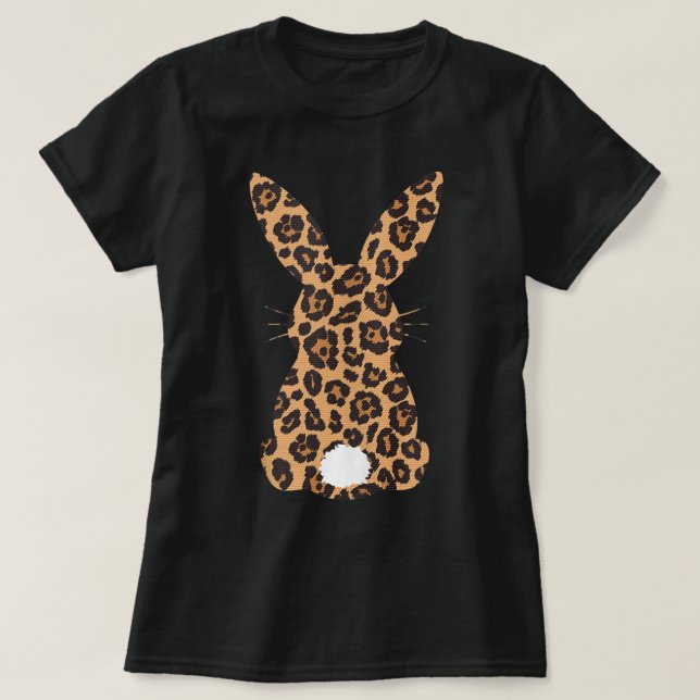 T-shirt Pâques Leopard Lapin Lapin Palmier Dimanche Filles (Design devant)