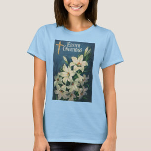 T-shirt Pâques Lys Fleurs, Vintage Religieux Pâques