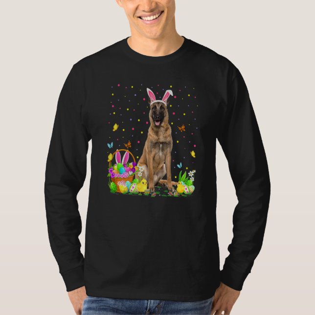 T-shirt Pâques Malinois Chien Bunny Oeuf Chasse Malinois E (Devant)