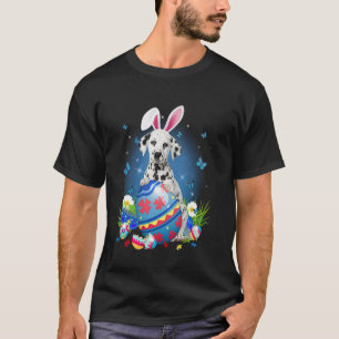 T-shirt Pâques Mignon Dalmatien Amoureux de Lapin Oeufs Pâ