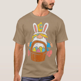 T-shirt Pâques Nordique Gnome Lapin Oreilles OEufs Panier 