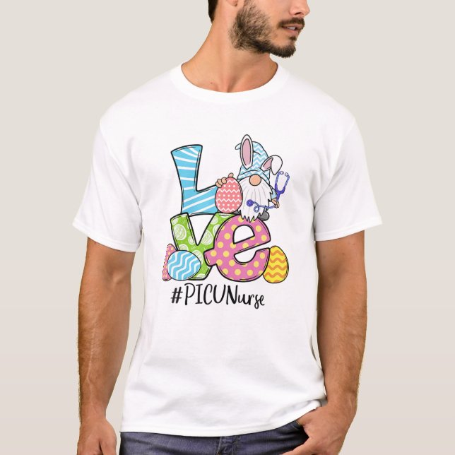 T-shirt Pâques PICU Nourriture Bunny Oreilles Joyeuses Pâq (Devant)