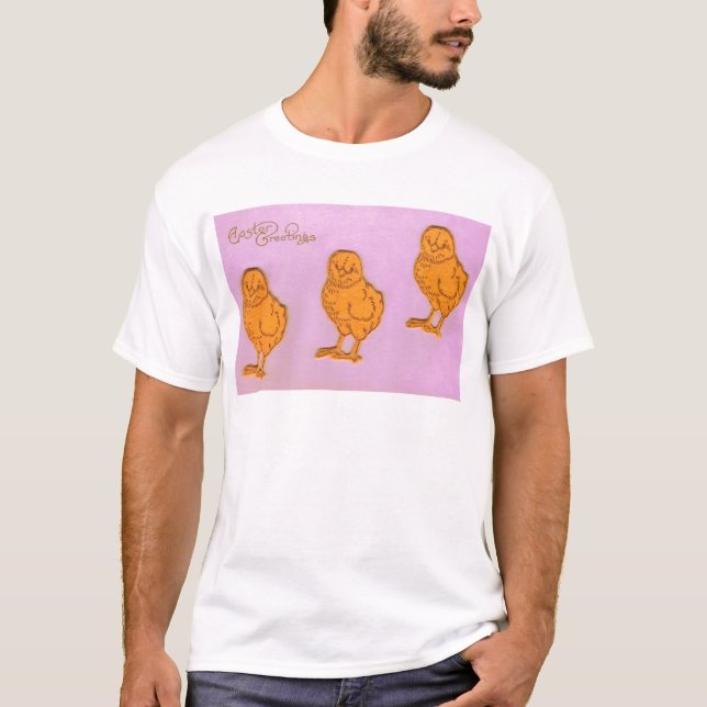 T-shirt Pâques Salutations Poussins pourpres (Devant)