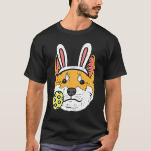 T-shirt Pâques Shiba Inu Bunny Visage mignon Chien Japonai