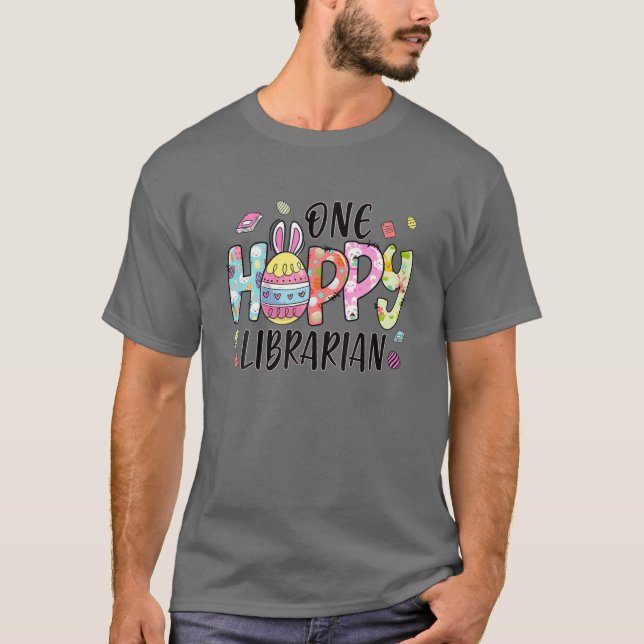 T-shirt Pâques Un Hoppy Librairie Bunny Pâques Da (Devant)