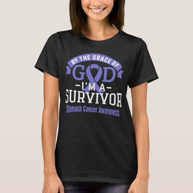 T-shirt Par la grâce de Dieu Stomach Cancer Survivant (Devant)