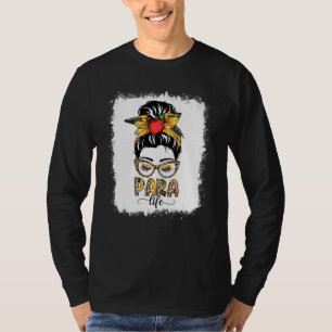 T-shirt Para Life Messy Bun Femmes Tournesol Leopard Parap