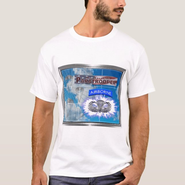 T-shirt Parachutiste et drapeau américains Extraordinaires (Devant)