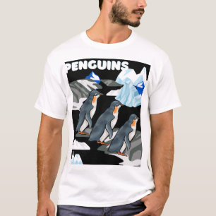 T-shirt Parade De Pingouin Antarctique Sur Un Arrière - pl