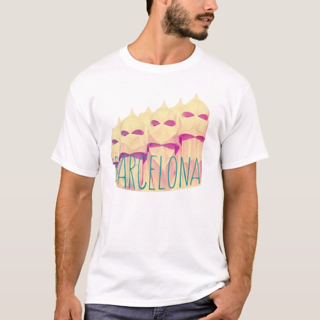 T-shirt Paradis de Barcelone Gaudi (Devant)