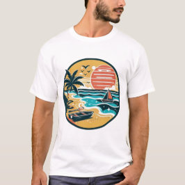 T-shirt Paradis de la Plage au Coucher de Soleil Tropical