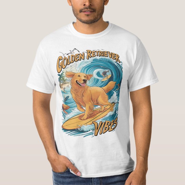 T-shirt Paradis du surf de Golden Retriever (Devant)