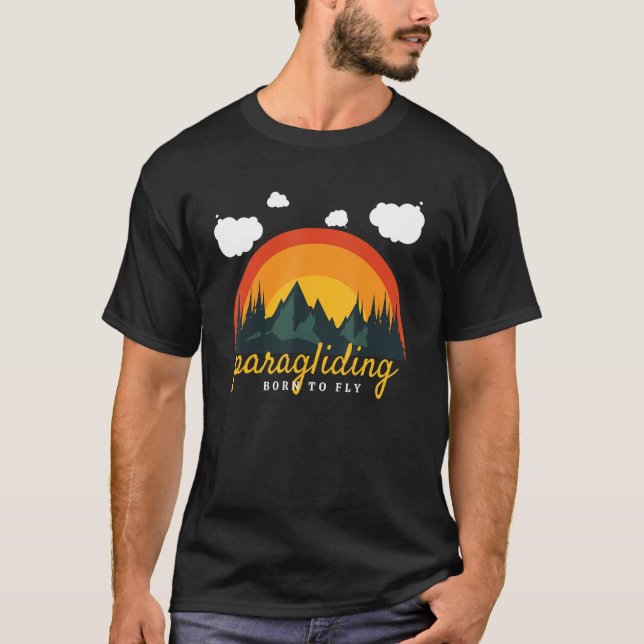 T-shirt Paragliding Born to Fly With Clouds (Devant)