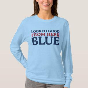 T-shirt Paraissait Beau D'ici Bleu Maman De Baseball Drôle