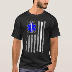 T-shirt Paramedic EMT USA Drapeau 4 juillet Ambulance Atte