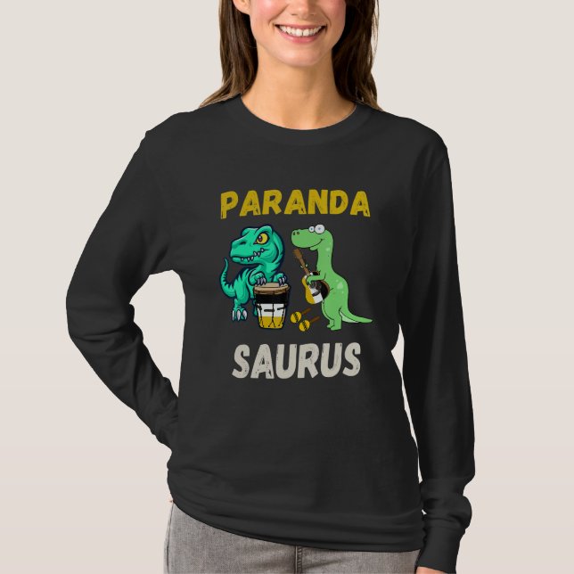 T-shirt Parandasaurus Dinosaurs Playing Garifuna Drum And  (Devant)