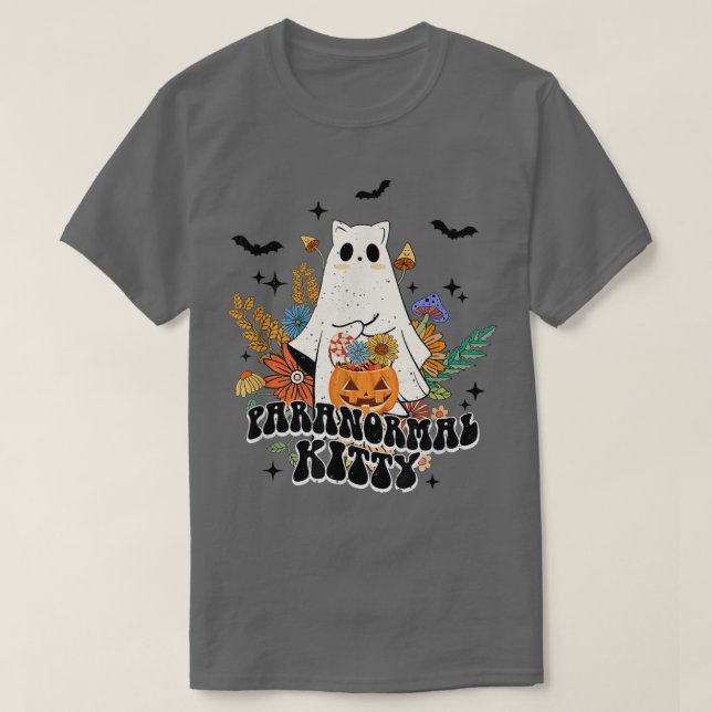 T-shirt Paranormal Kitty Hippie Retro Halloween Costume Ca (Design devant)