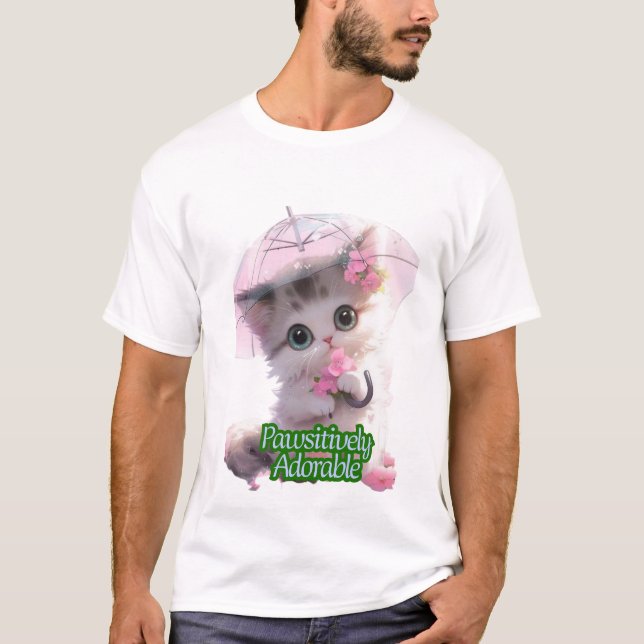 T-shirt Parapluie de Kitten, adorable à la sauce - Cute Ch (Devant)