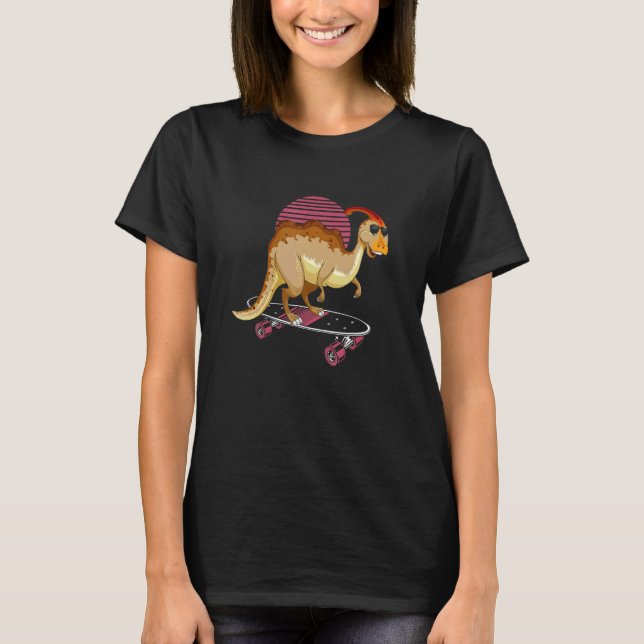 T-shirt Parasaurolophus Dinosaur Desing for Skaterboad (Devant)