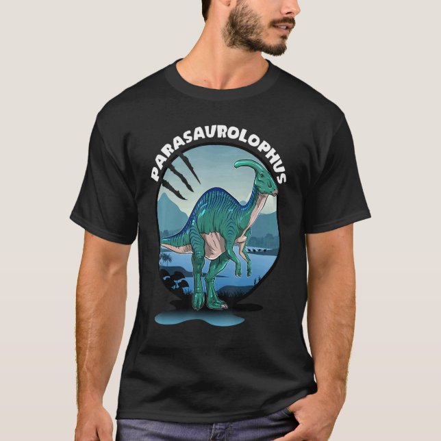 T-shirt Parasaurolophus Dinosaure Avec Arrière - plan (Devant)