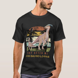 T-shirt Parasaurolophus Dinosaure Retro Coucher de soleil 