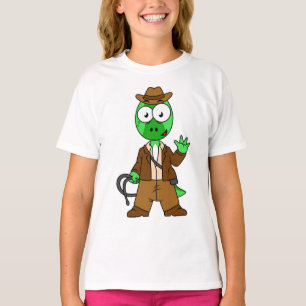 T-shirt Parasaurolophus Habillé Comme Indiana Jones.