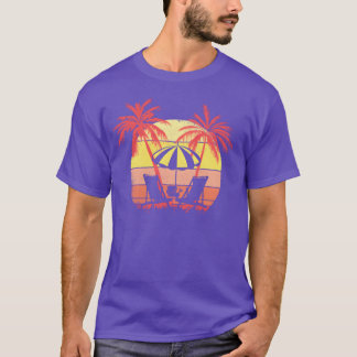 T-shirt Parasols Chaises de Plage Coucher de Soleil Été 80