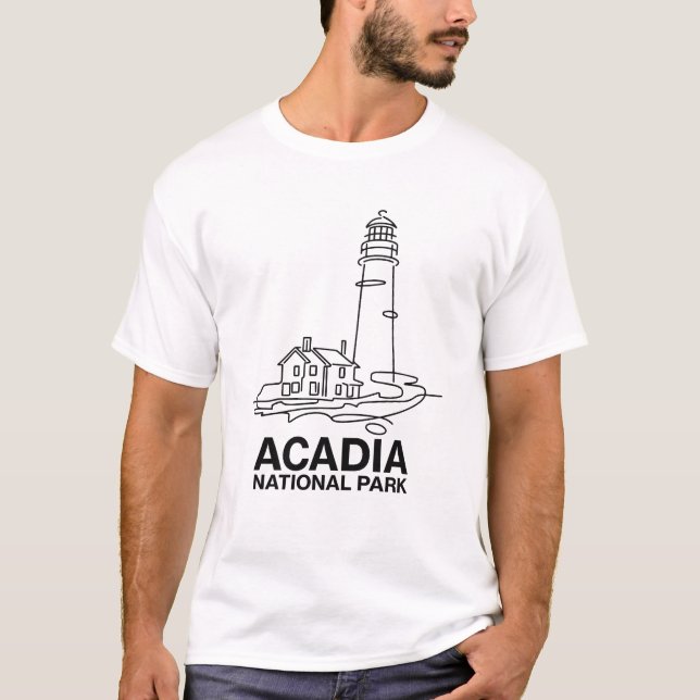 T-shirt Parc national Acadia Phare Line Art (Devant)