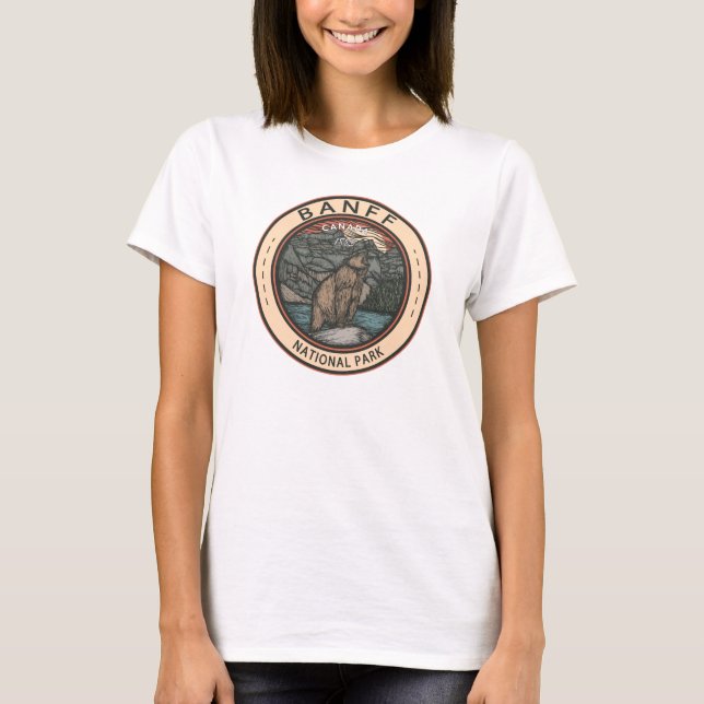 T-shirt Parc national Banff Canada Emblème de voyage Vinta (Devant)