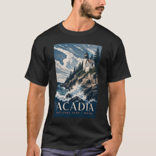 T-shirt Parc national d'Acadia Maine Voyage en bois modern