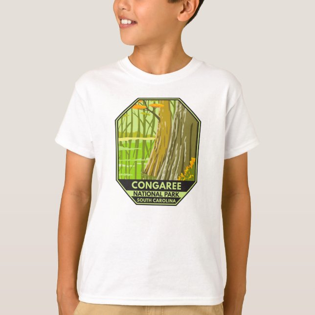 T-shirt Parc national de Congaree Caroline du Sud Rétro (Devant)