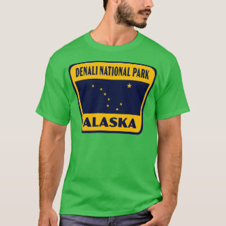 T-shirt Parc national de Denali Alaska Insigne rétro Jaune