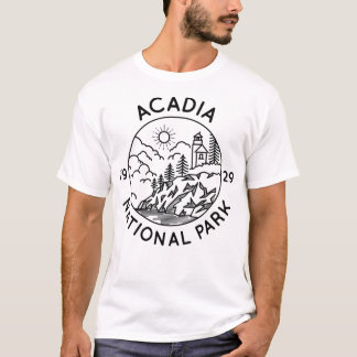 T-shirt Parc national de l'Acadie Cool Black Line Art Outd