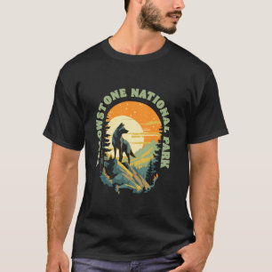 T-shirt Parc national de Yellowstone Lune de nuit Loup Vin