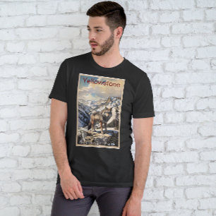 T-shirt Parc national de Yellowstone Montagnes Wolf