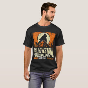 T-shirt Parc national de Yellowstone   Montagnes Wolf Vint