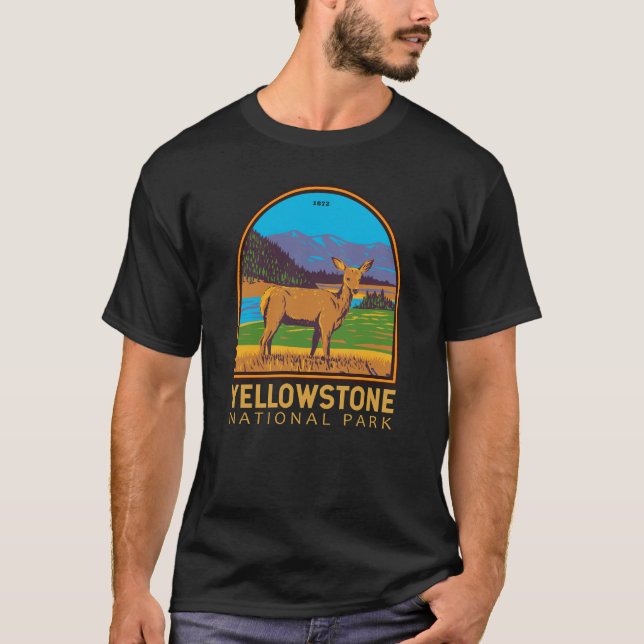 T-shirt Parc national de Yellowstone Mule Deer Vintage (Devant)