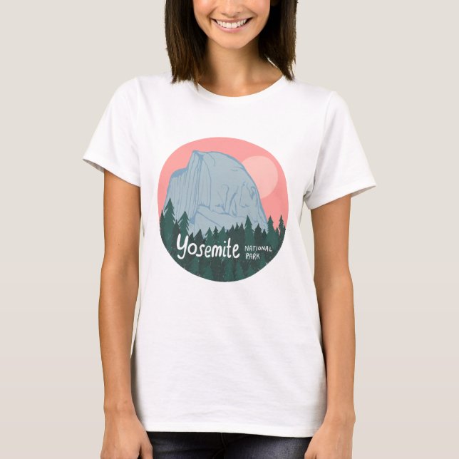 T-shirt Parc national de Yosemite Demi-dôme rose (Devant)