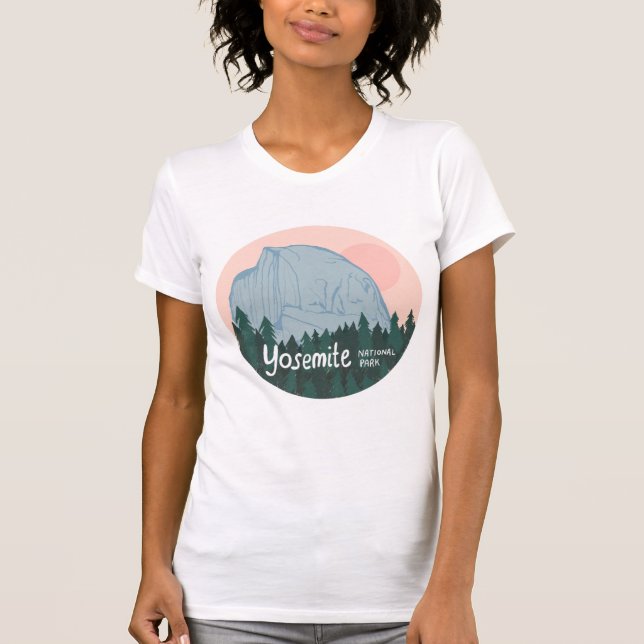 T-shirt Parc national de Yosemite Demi-dôme rose (Devant)