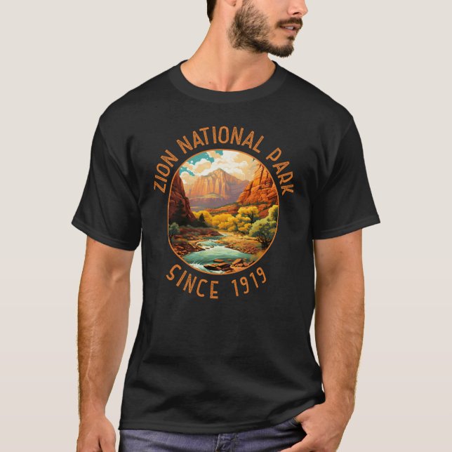 T-shirt Parc national de Zion Cercle en détresse rétro (Devant)